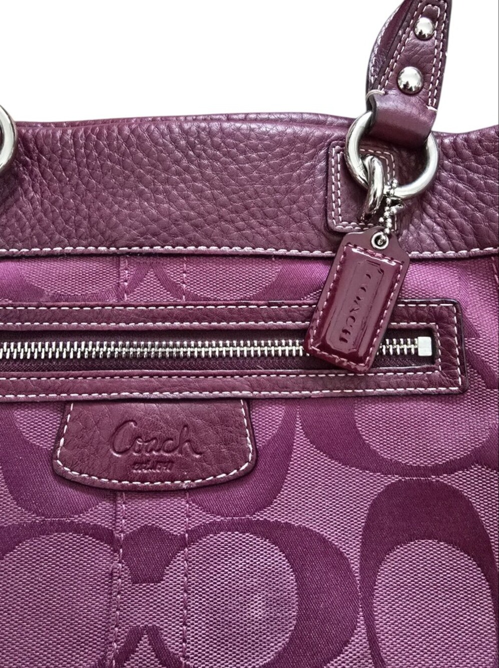Coach Penelope Magenta Shoulder Signature Canvas Tote Bag 14422 - Picture 3 of 12